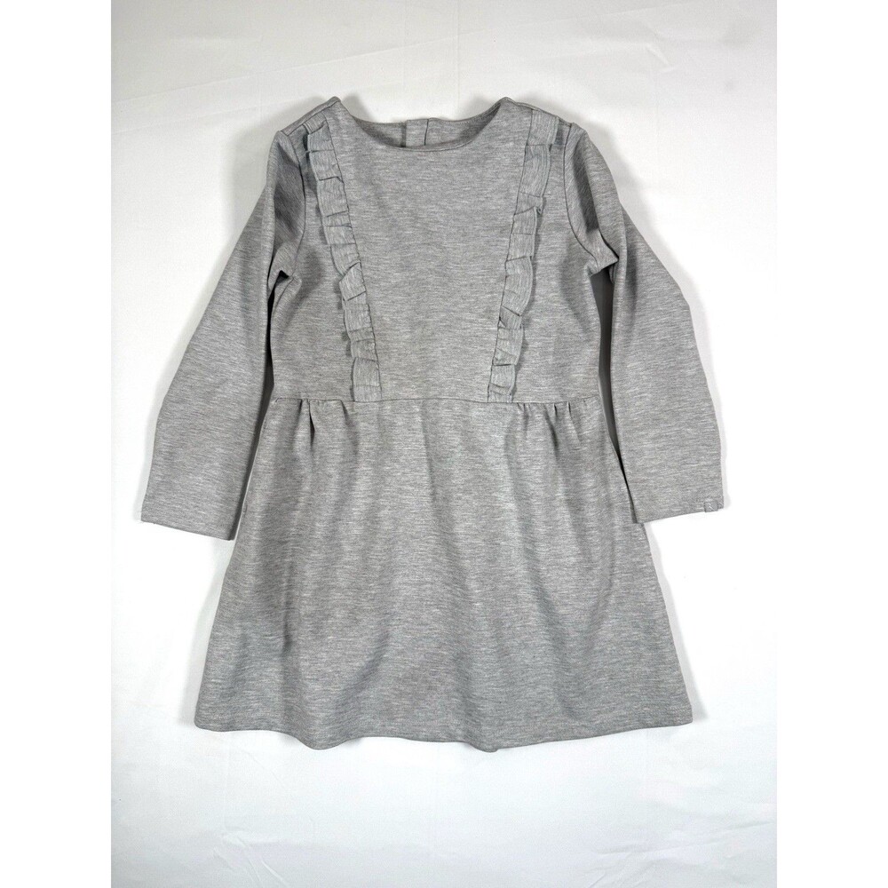 CONIGLIO Gray Ruffle Long Sleeve Dress Girls Size‎ 6 Soft Knit Preppy